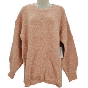 Pink Clover Womans size L Etienne Long Sleeve Sweater Crewneck Light Orange NEW